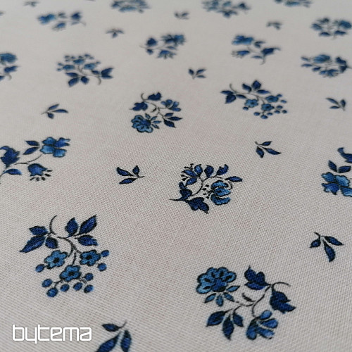Tela de algodón MAJOLIKA flor azul