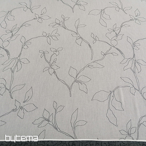 Cortina de lujo Abbony 90 blanco con flores.