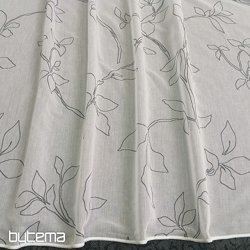 Cortina de lujo Abbony 90 blanco con flores.