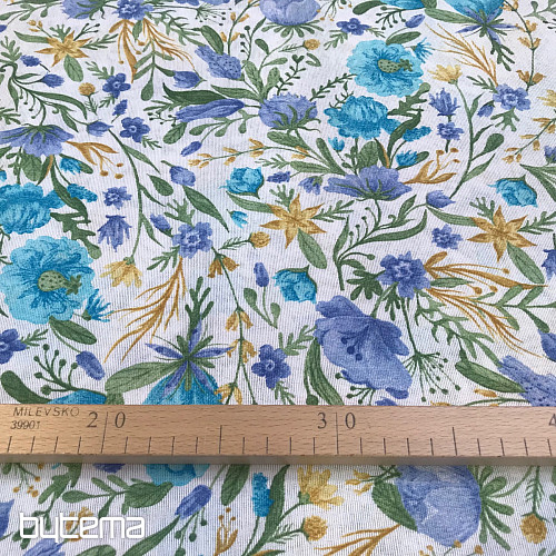 Tela decorativa CLARA flores turquesa