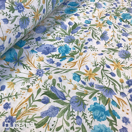 Tela decorativa CLARA flores turquesa