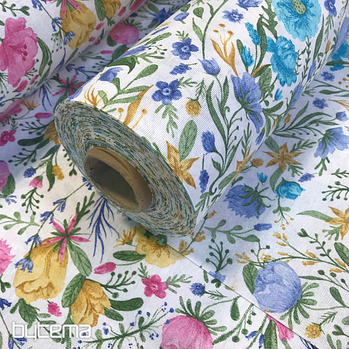 Tela decorativa CLARA flores turquesa