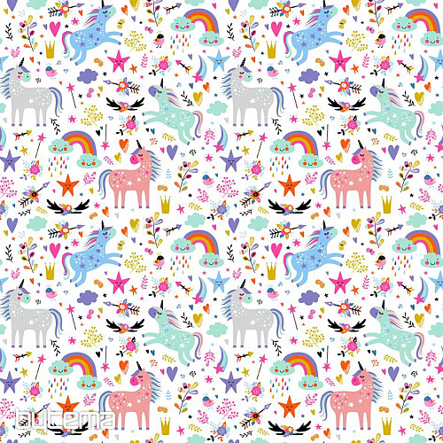 Satén de algodón infantil UNICORNIOS digital
