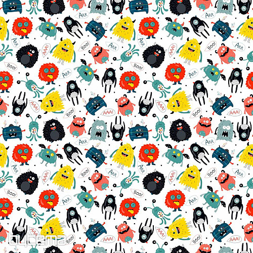 Satén de algodón infantil MONSTERS digital
