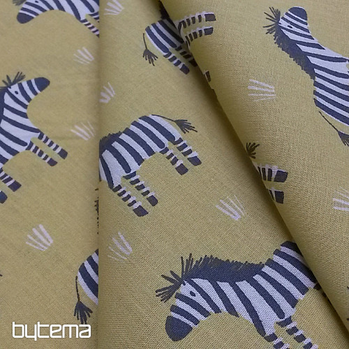Tela de algodón ZEBRA amarillo verdoso