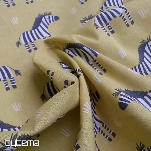 Tela de algodón ZEBRA amarillo verdoso